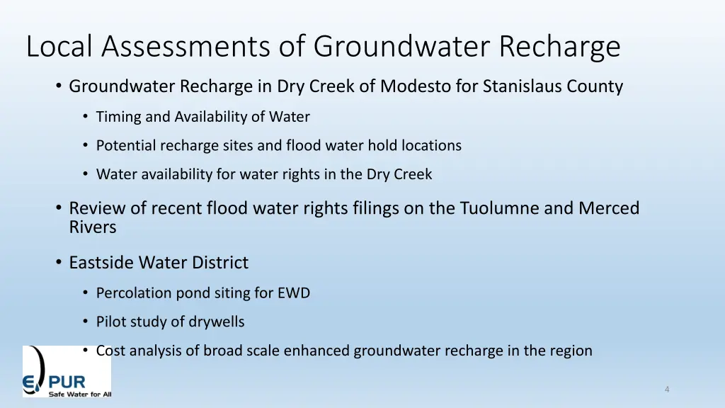 local assessments of groundwater recharge