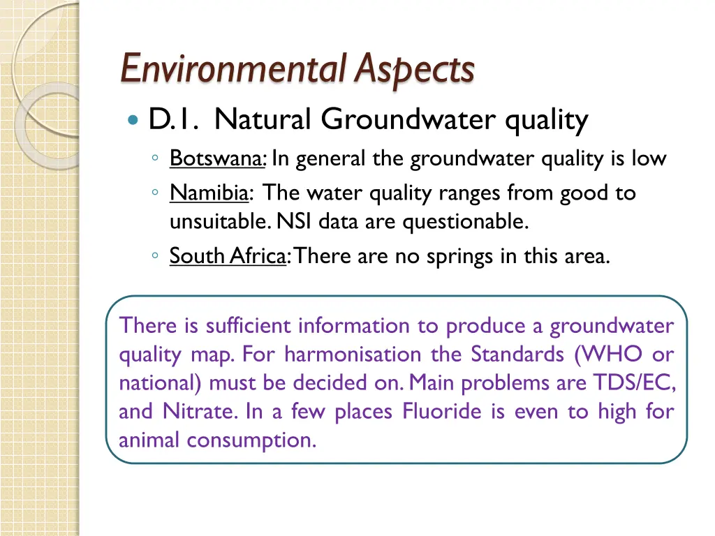 environmental aspects d 1 natural groundwater