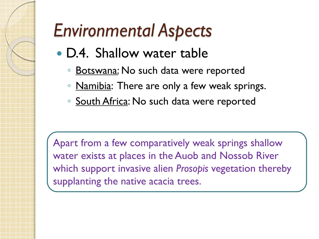 environmental aspects d 4 shallow water table