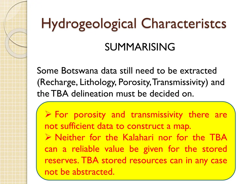 hydrogeological characteristcs