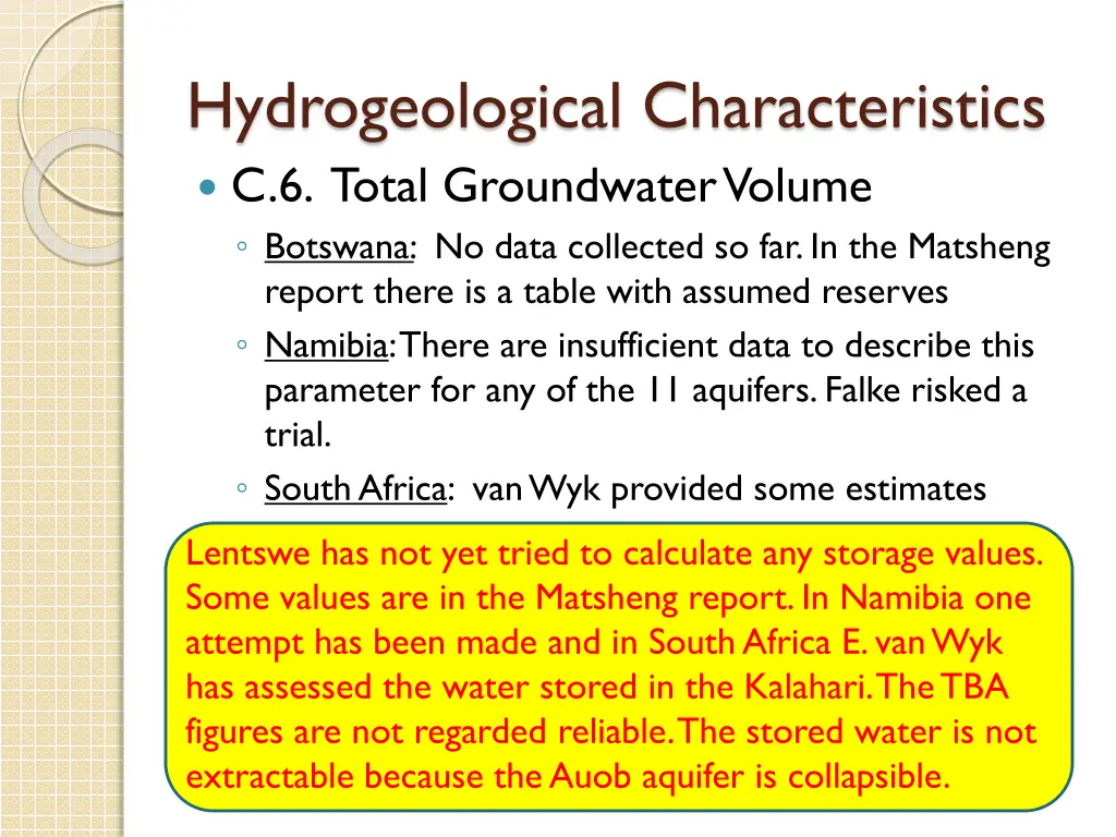 hydrogeological characteristics c 6 total