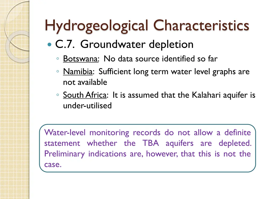 hydrogeological characteristics c 7 groundwater