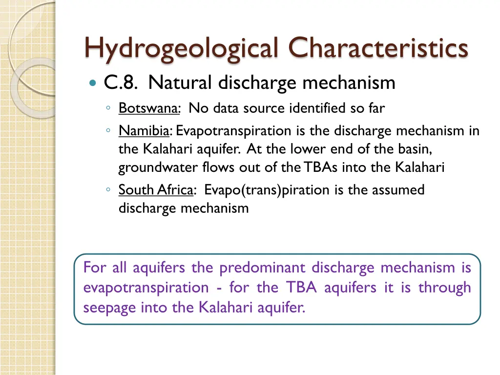 hydrogeological characteristics c 8 natural