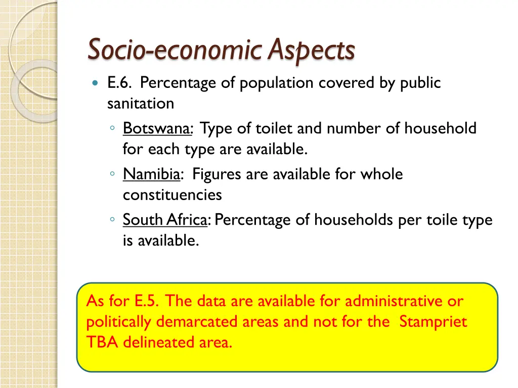 socio economic aspects e 6 percentage