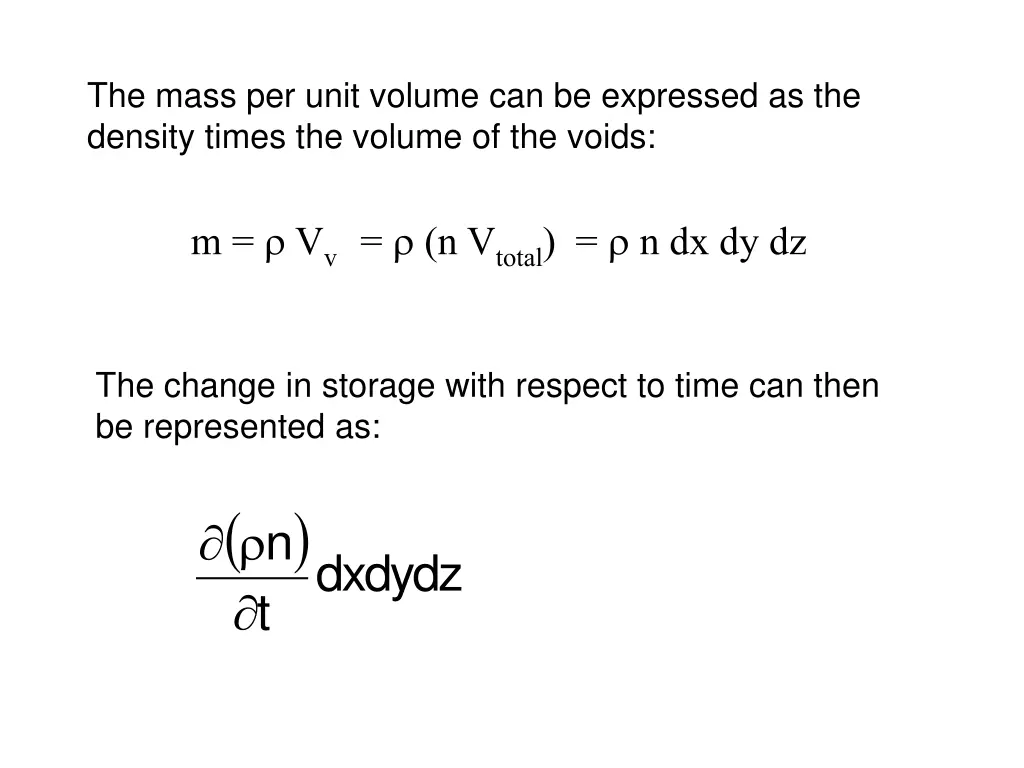 the mass per unit volume can be expressed