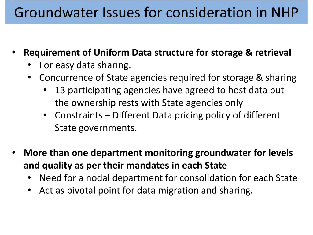 groundwater issues for consideration in nhp