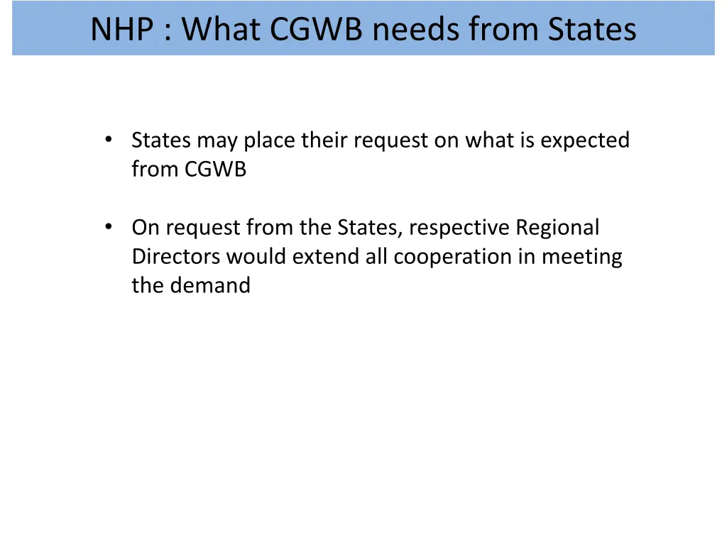 nhp what cgwb needs from states