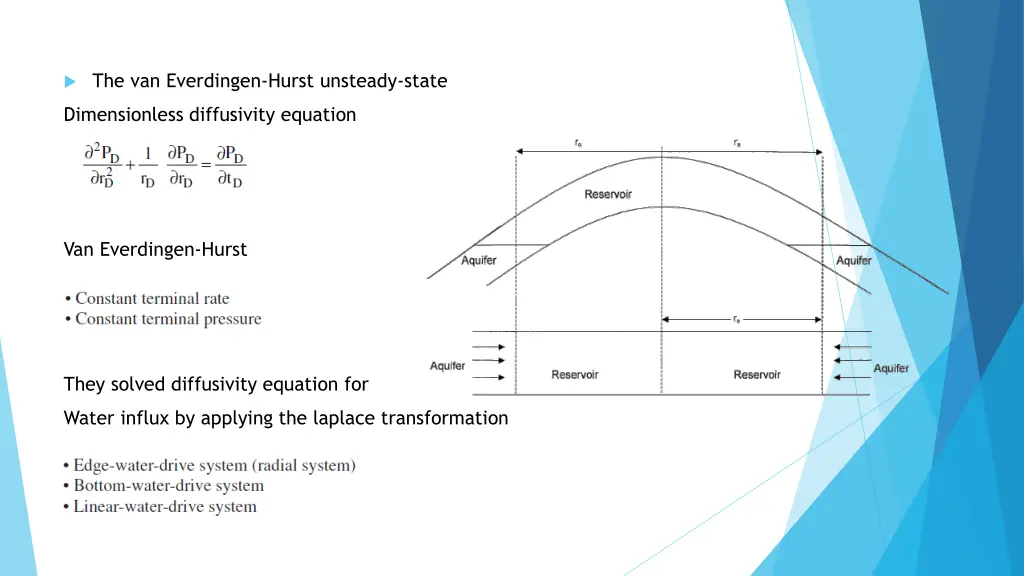 the van everdingen hurst unsteady state