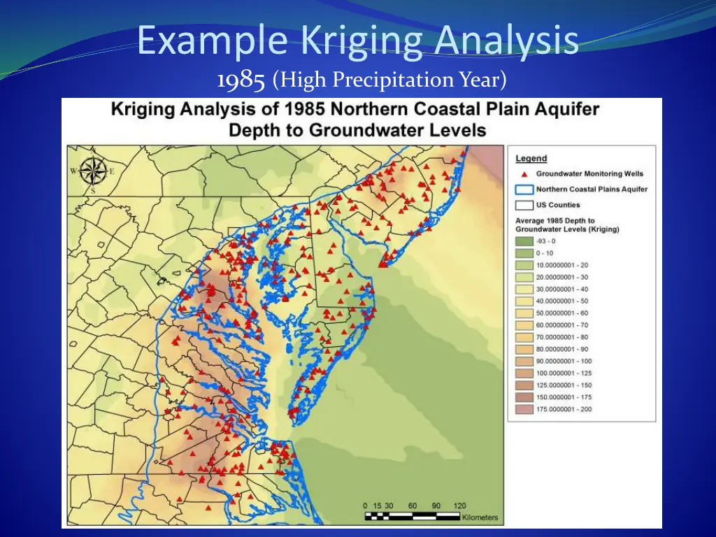 example kriging analysis 1985 high precipitation