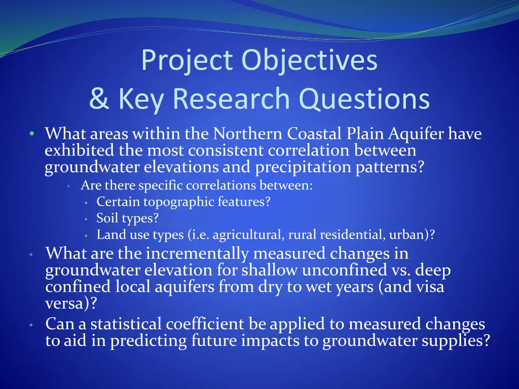 project objectives key research questions what