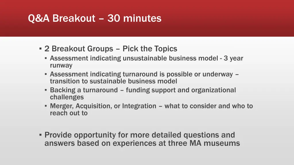 q a breakout 30 minutes