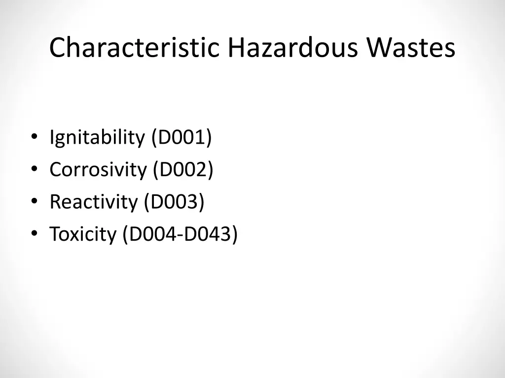 characteristic hazardous wastes