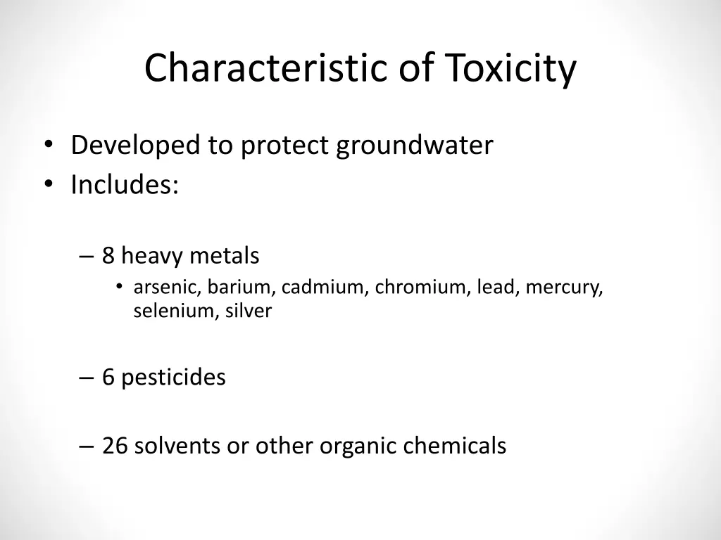 characteristic of toxicity