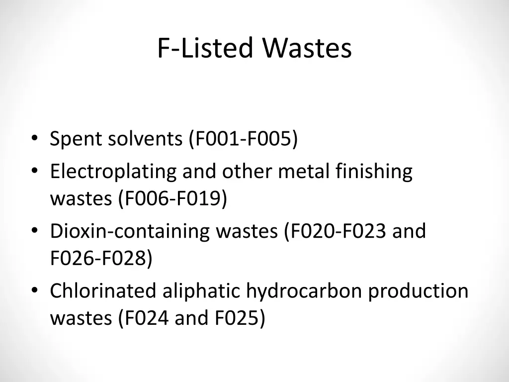 f listed wastes