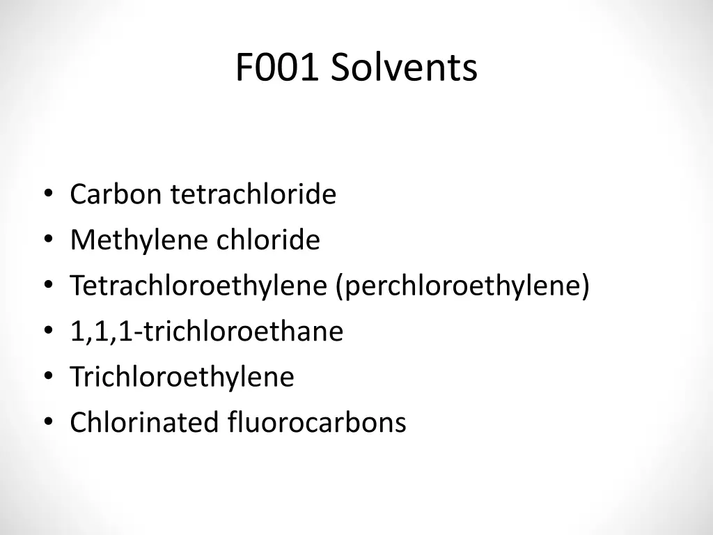 f001 solvents