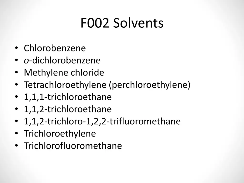 f002 solvents