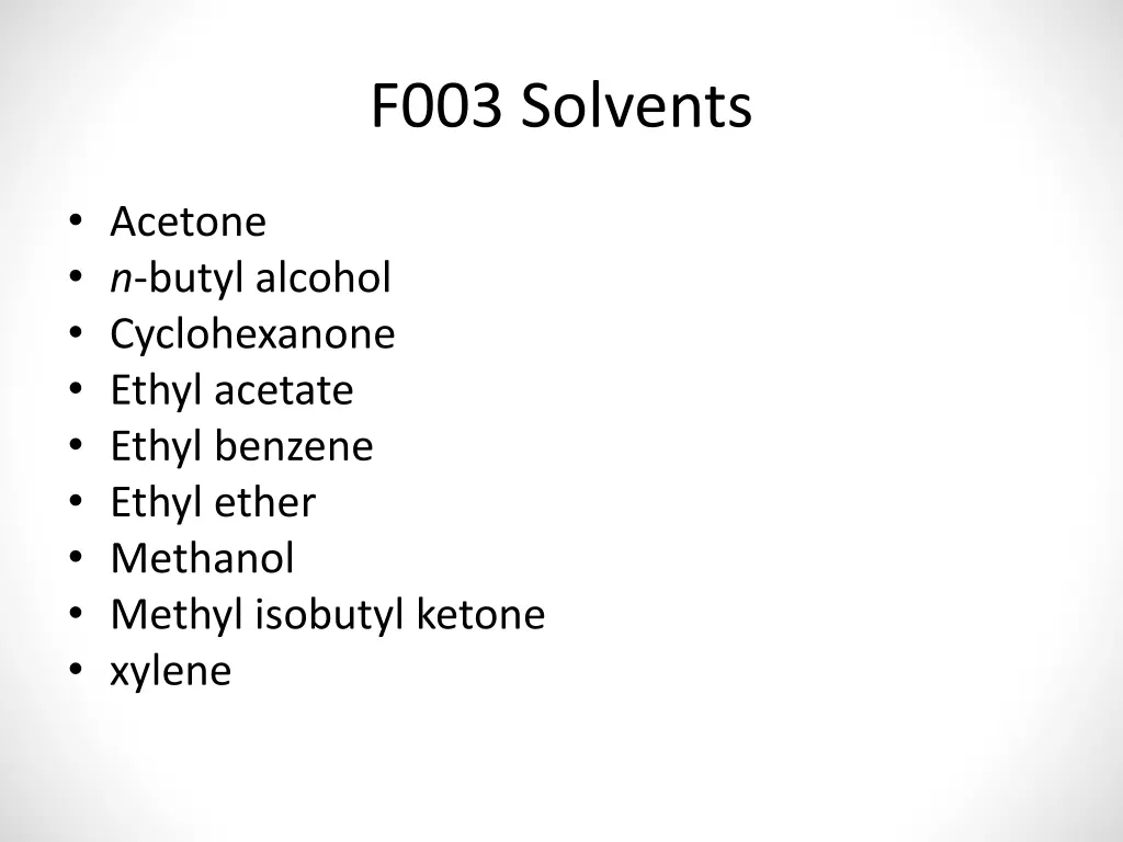 f003 solvents