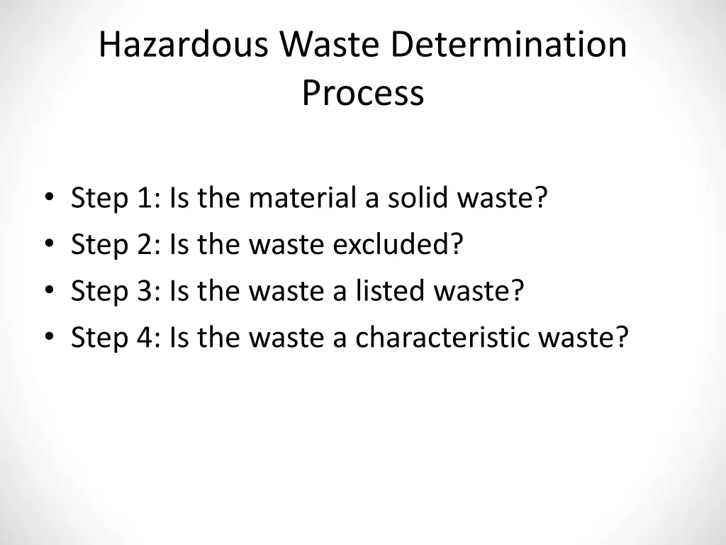 hazardous waste determination process