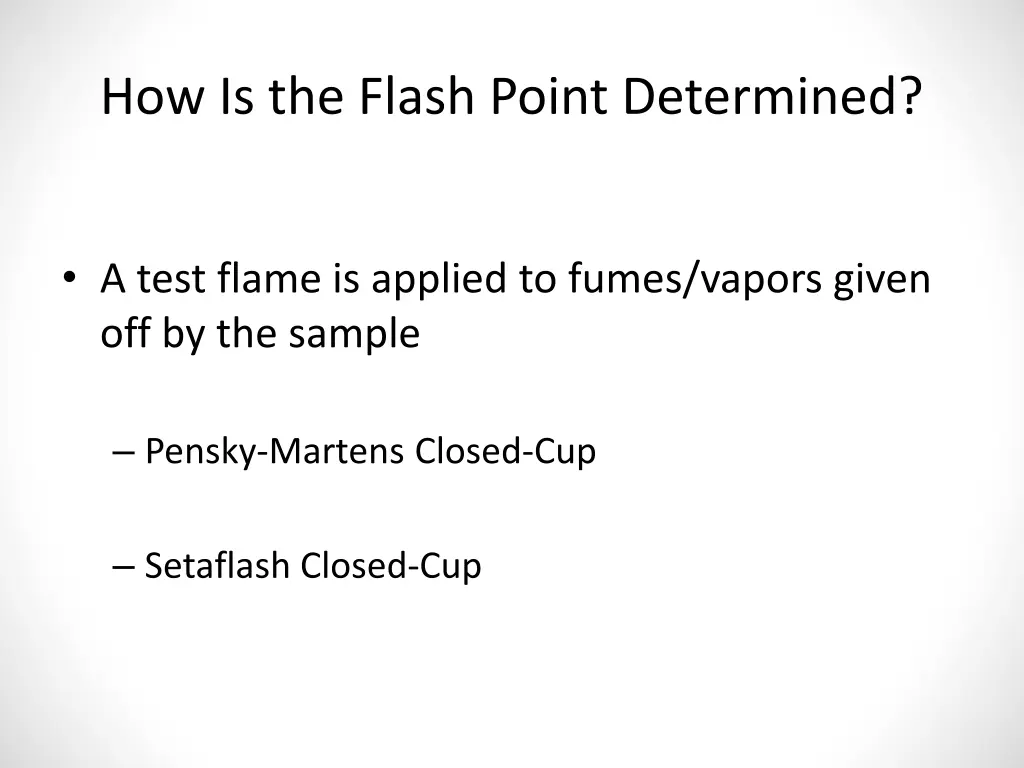 how is the flash point determined