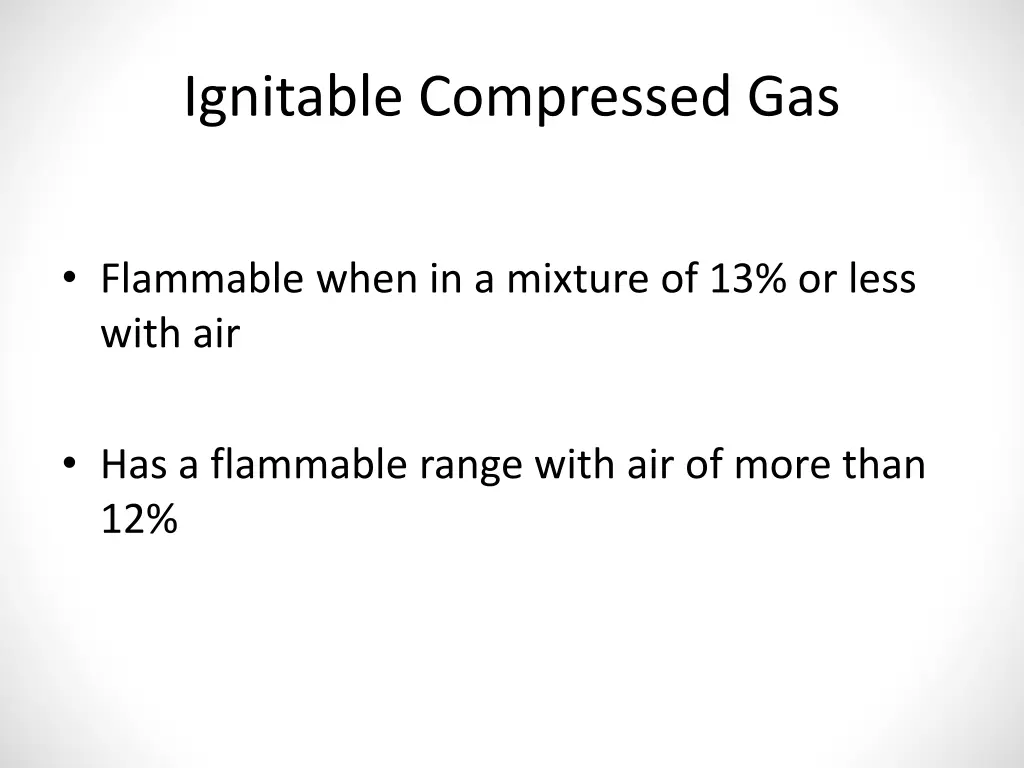 ignitable compressed gas