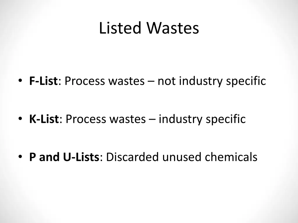 listed wastes