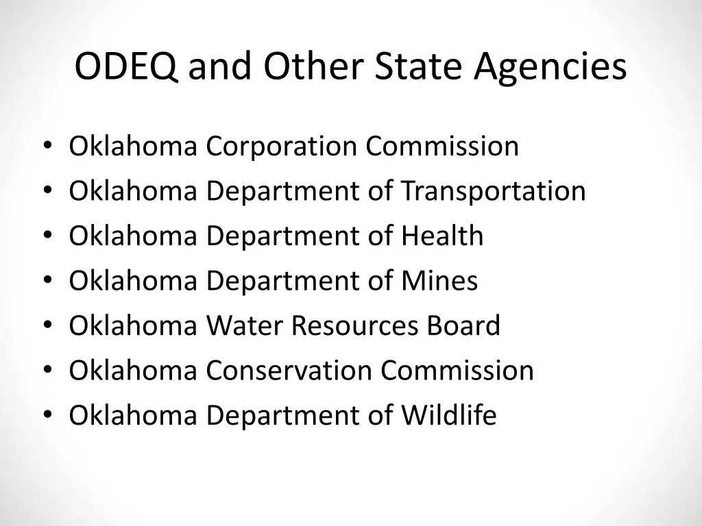 odeq and other state agencies