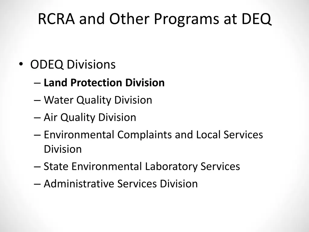 rcra and other programs at deq