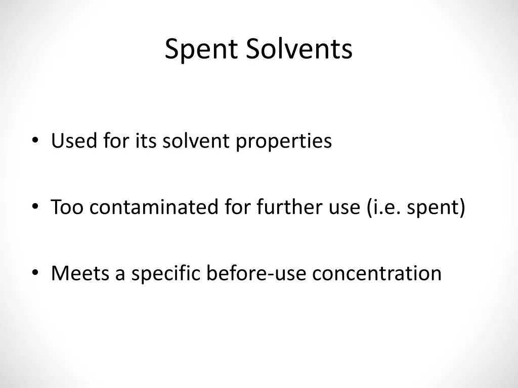 spent solvents