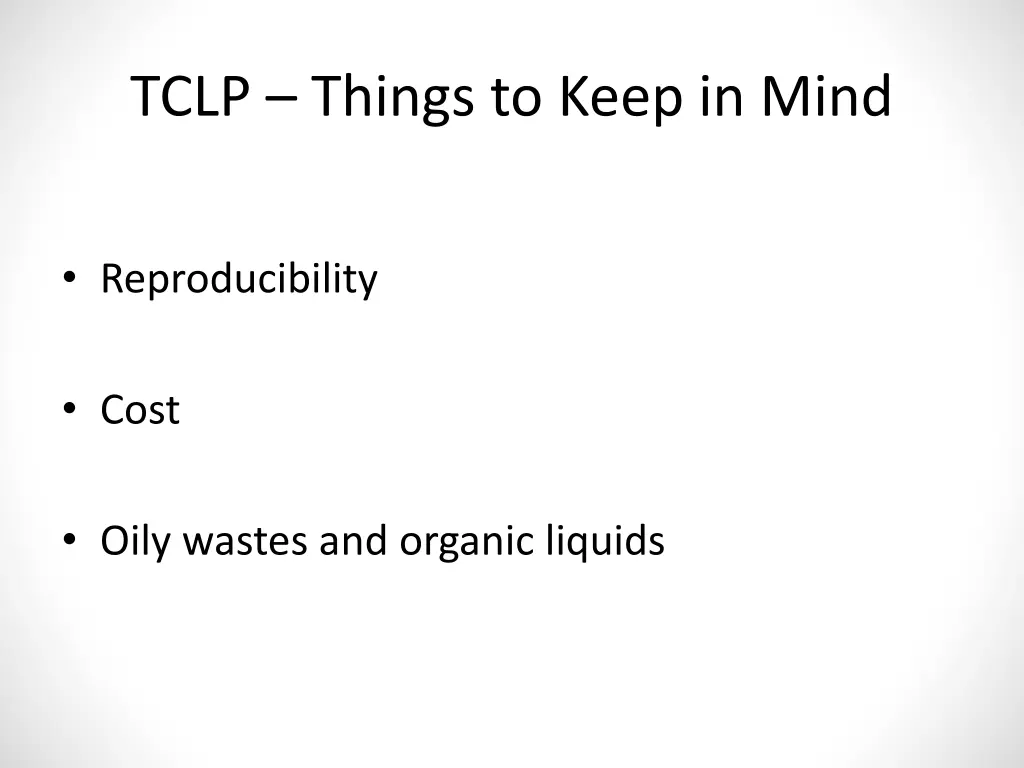 tclp things to keep in mind