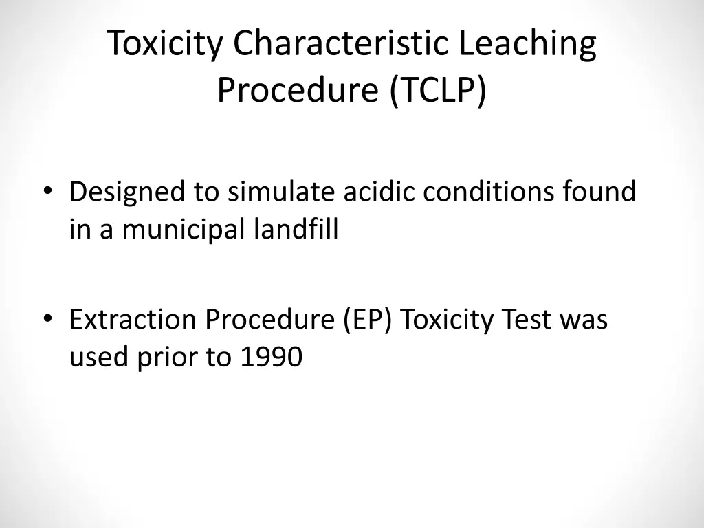 toxicity characteristic leaching procedure tclp