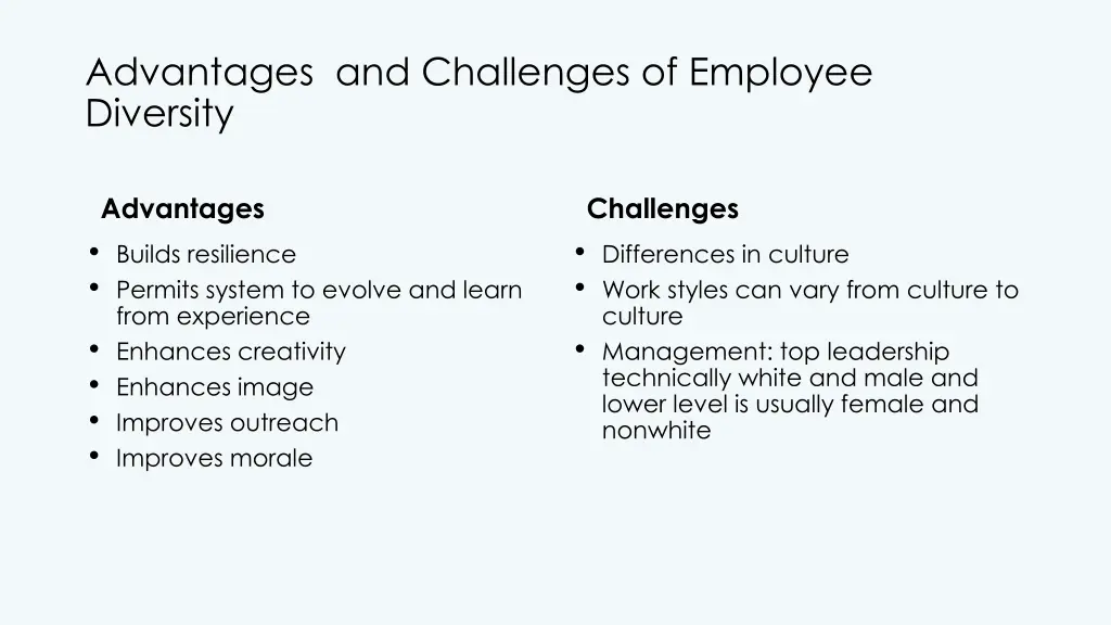 advantages and challenges of employee diversity