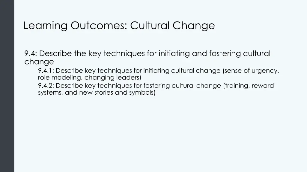 learning outcomes cultural change