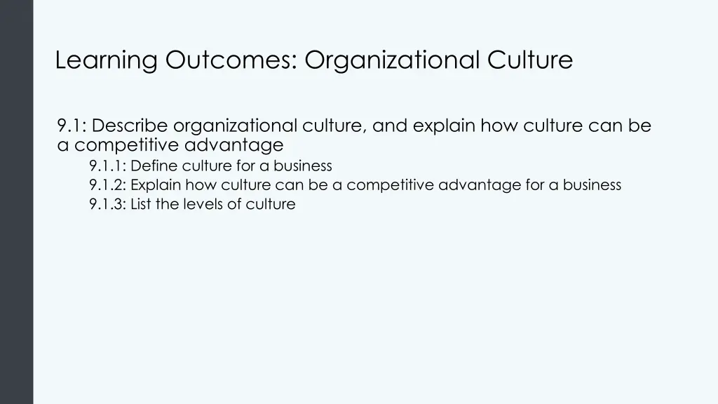 learning outcomes organizational culture