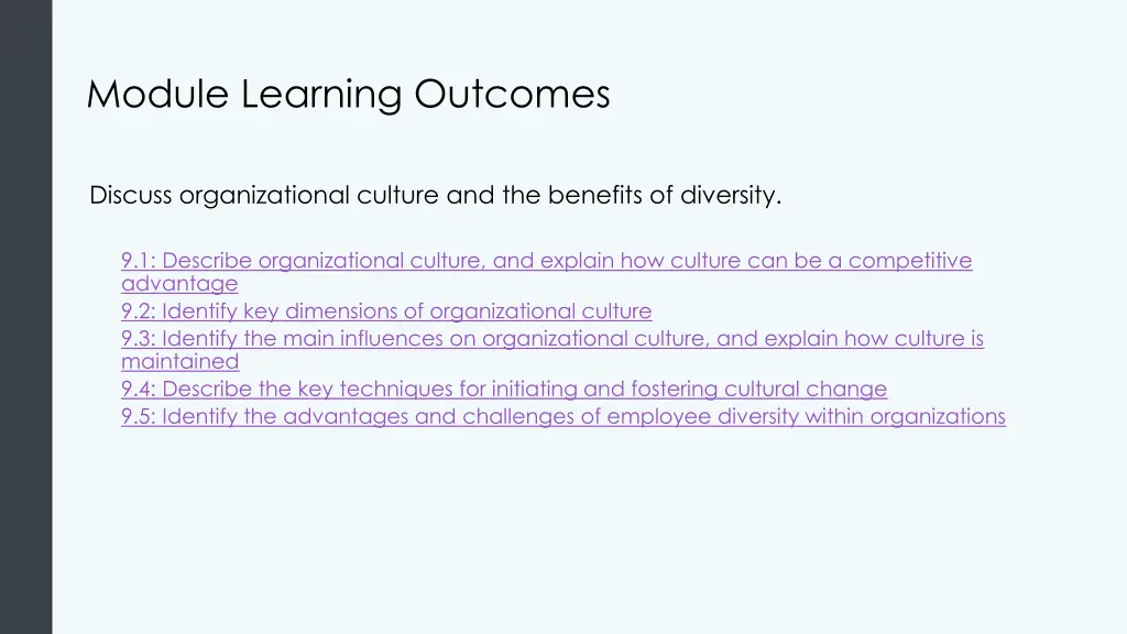 module learning outcomes