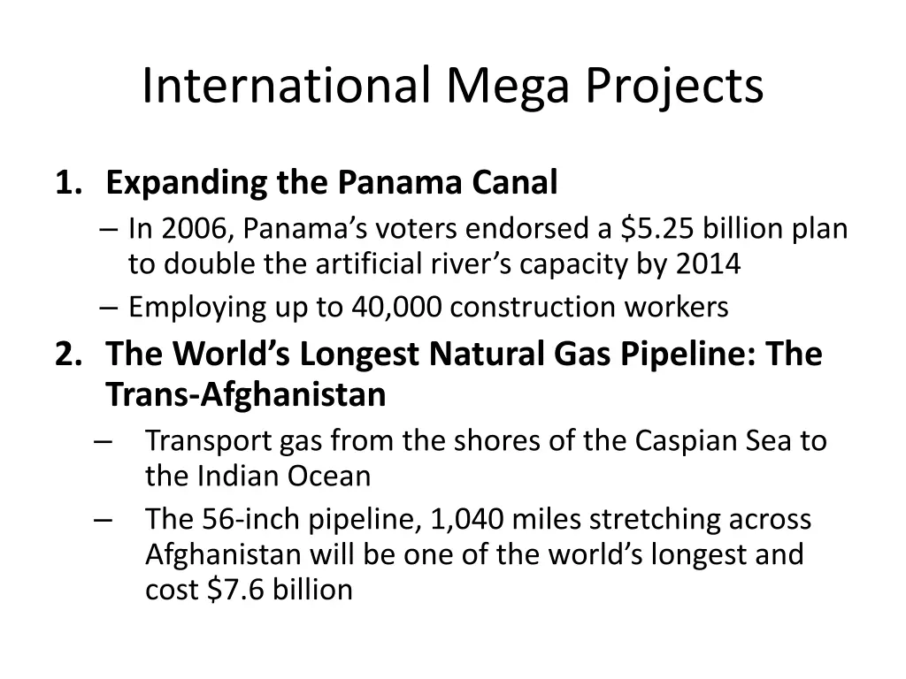 international mega projects