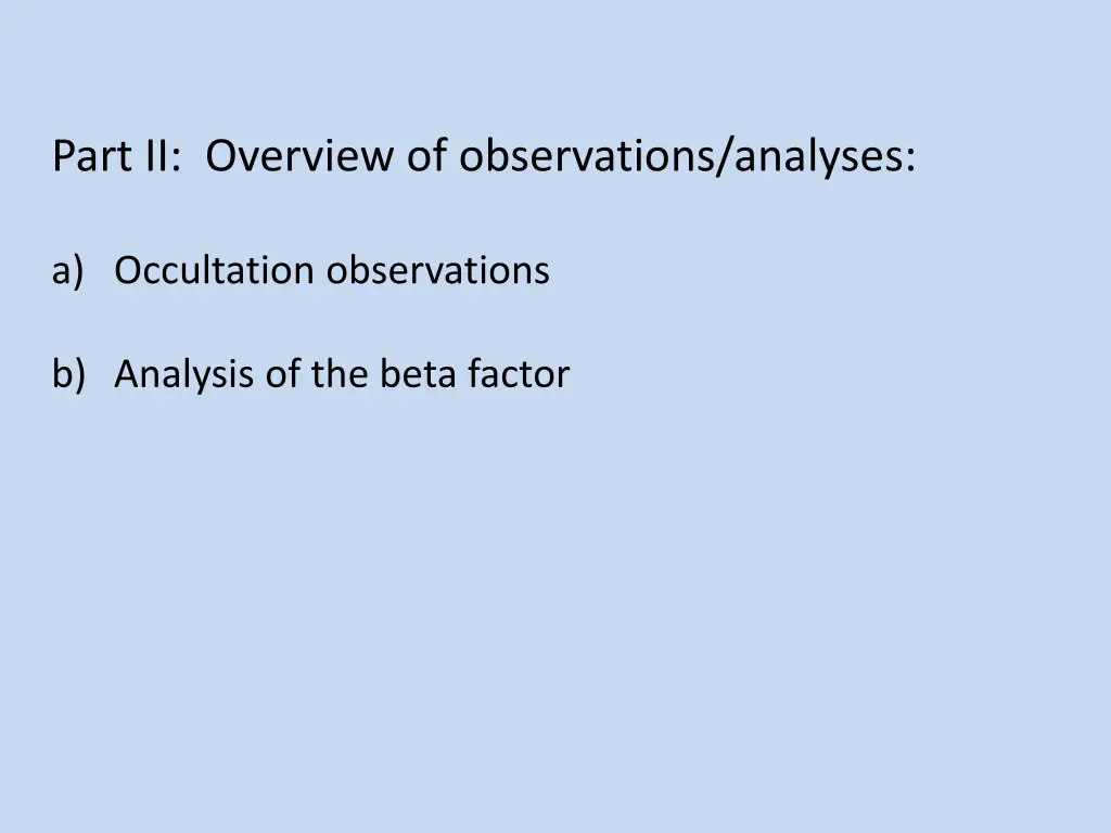 part ii overview of observations analyses