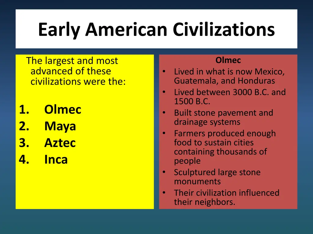 early american civilizations 1