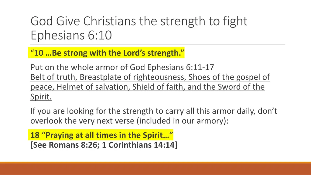 god give christians the strength to fight