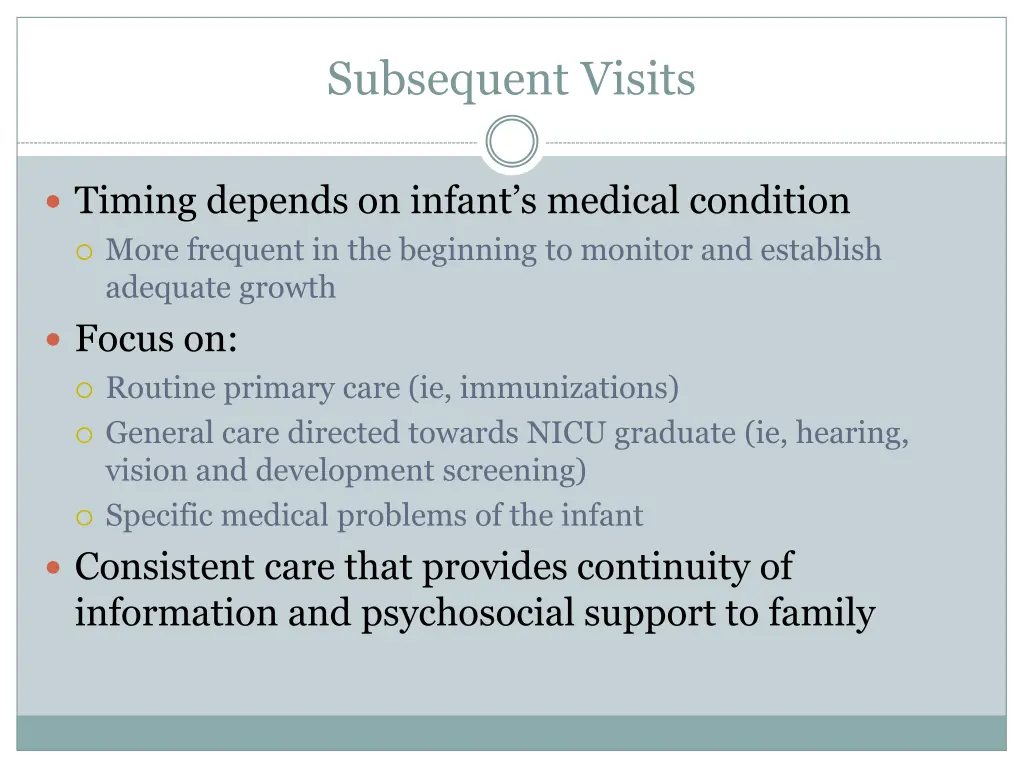 subsequent visits