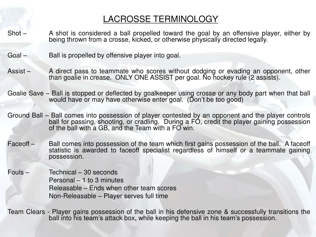 lacrosse terminology