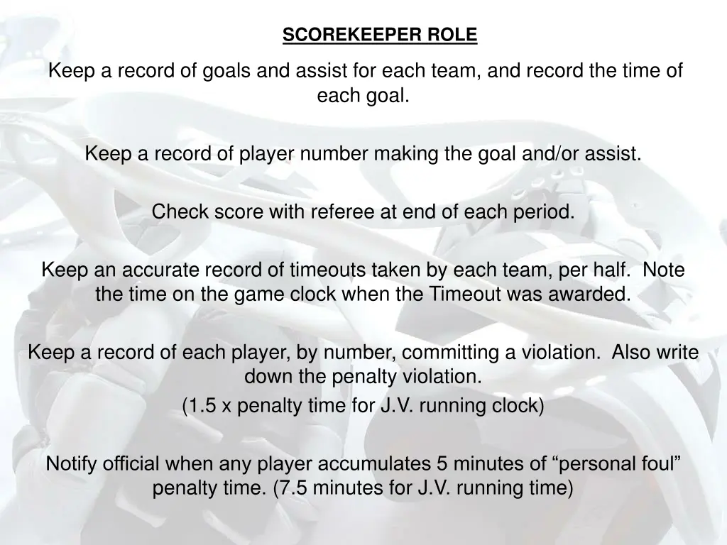 scorekeeper role