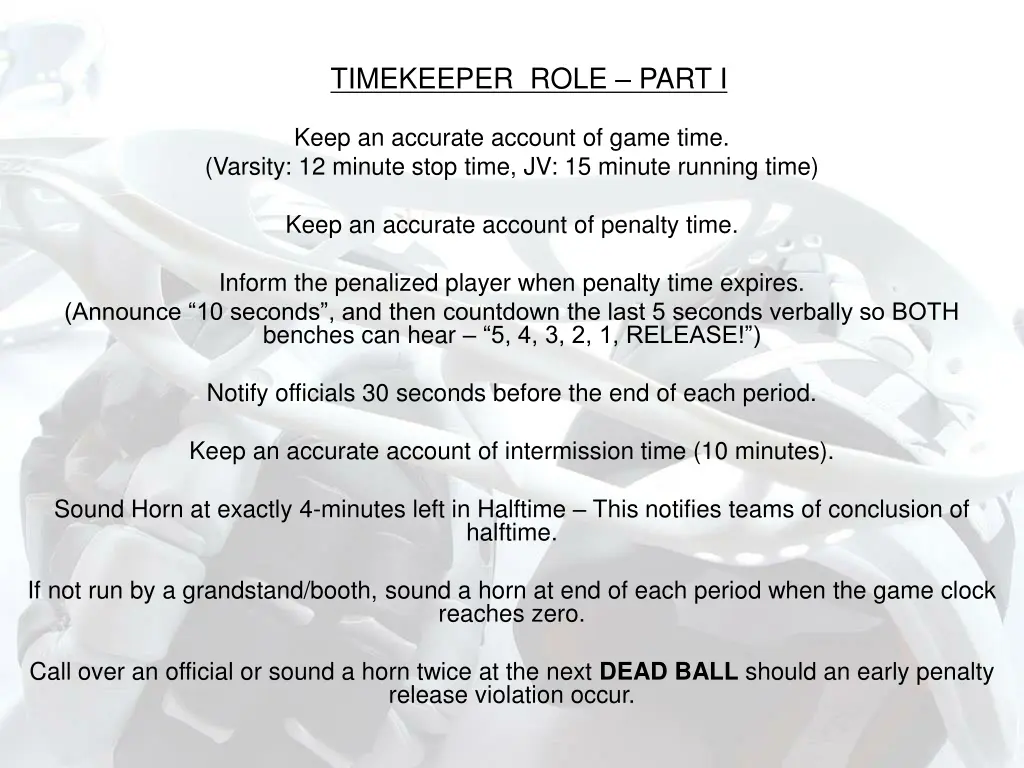 timekeeper role part i