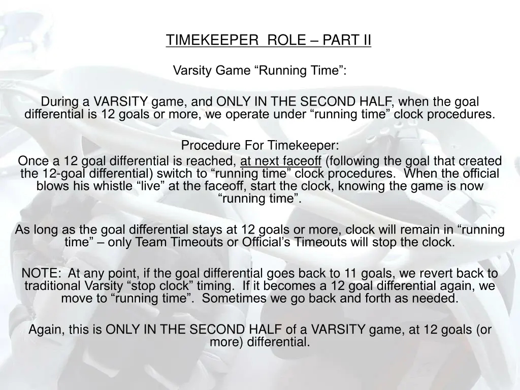 timekeeper role part ii