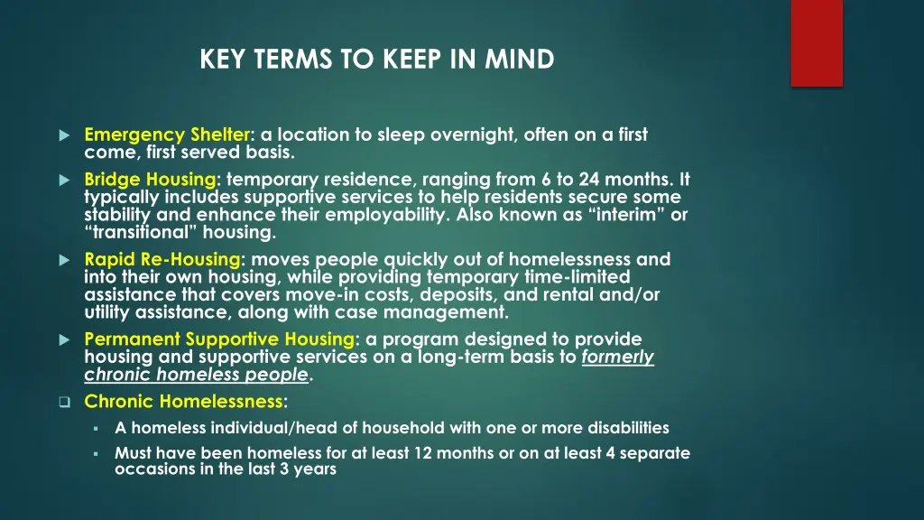 key terms to keep in mind