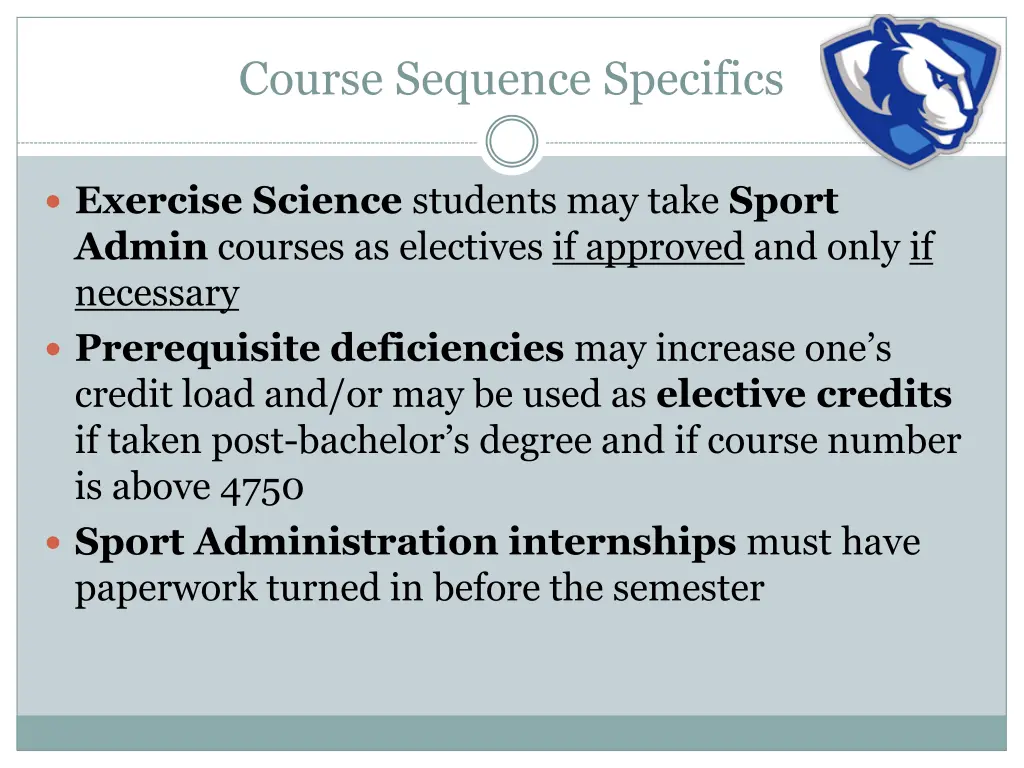 course sequence specifics