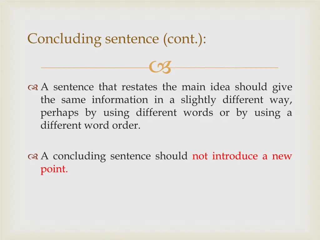 concluding sentence cont