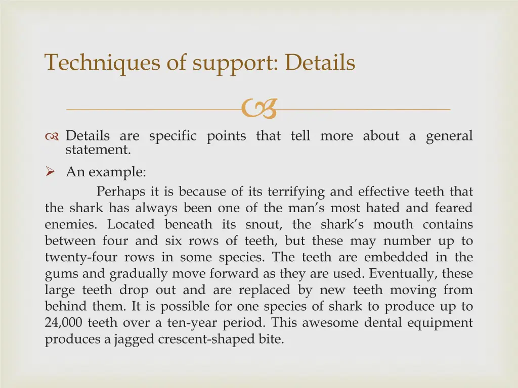 techniques of support details