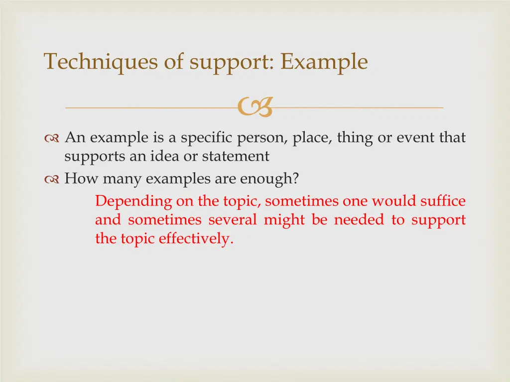 techniques of support example