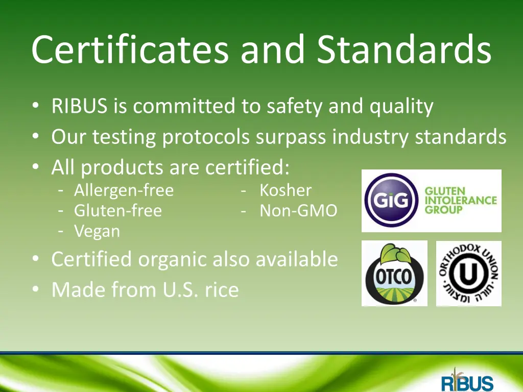 certificates and standards