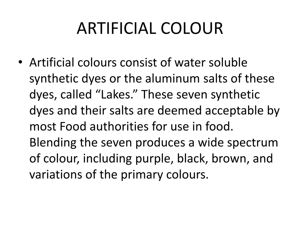 artificial colour